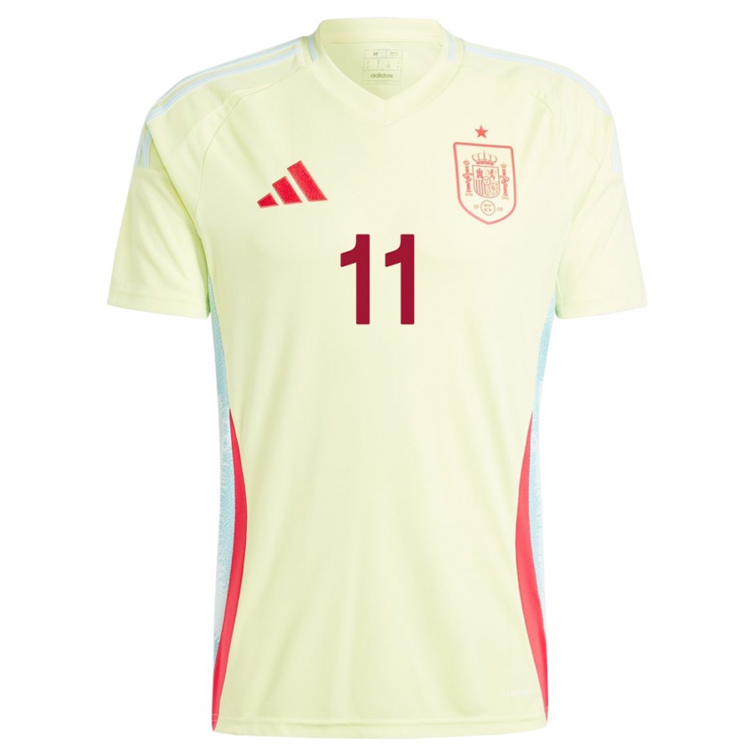 Heren Spanje Alba Redondo #11 Geel Uitshirt Uittenue 24-26 T-Shirt