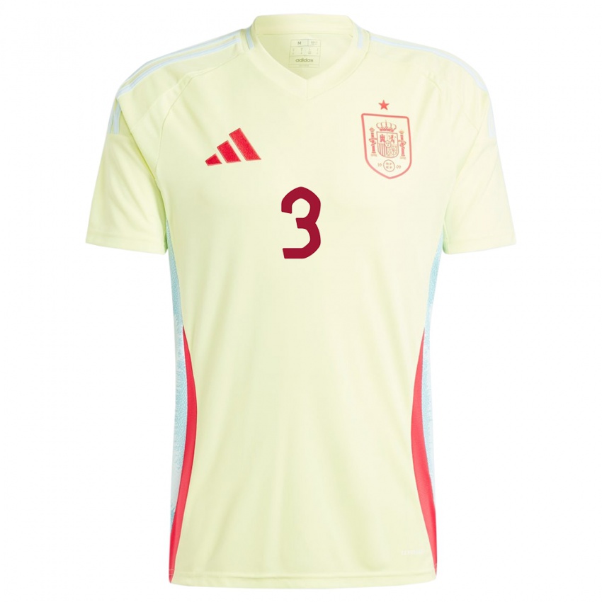 Heren Spanje Ana Tejada #3 Geel Uitshirt Uittenue 24-26 T-Shirt