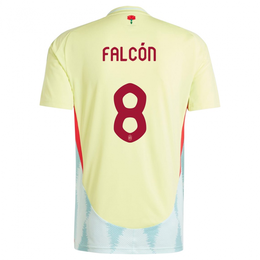 Heren Spanje Andrea Falcon #8 Geel Uitshirt Uittenue 24-26 T-Shirt