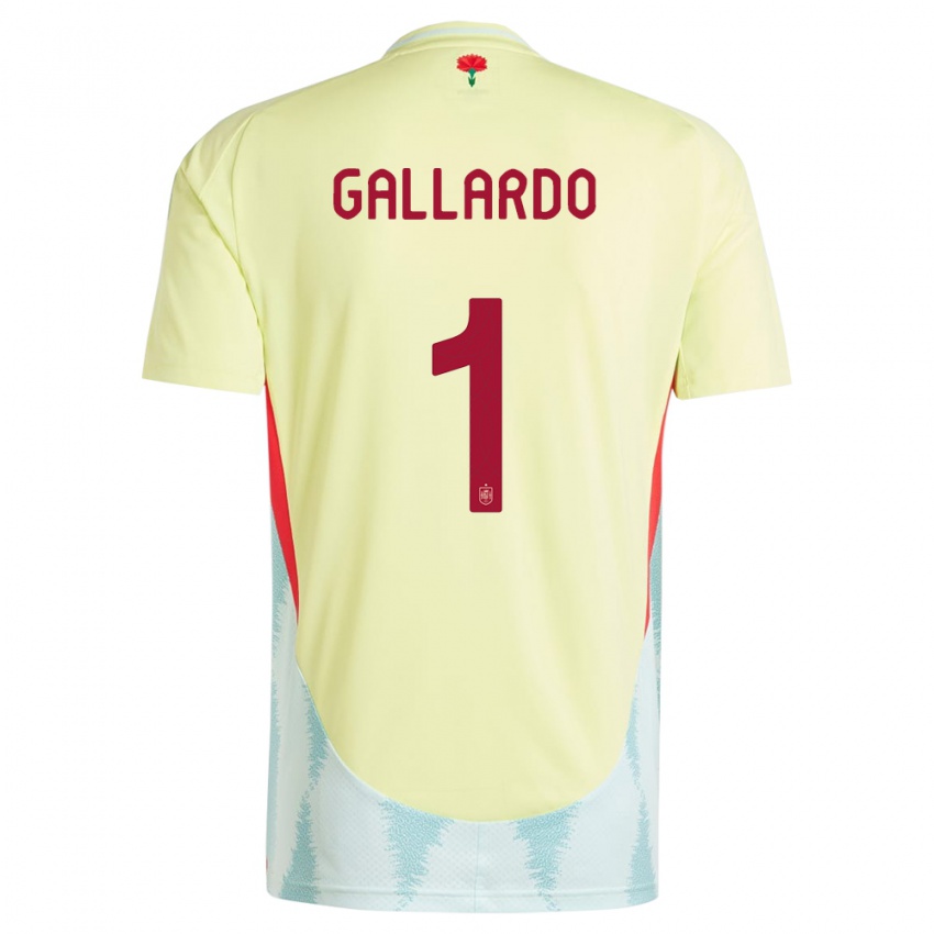 Heren Spanje Dolores Gallardo #1 Geel Uitshirt Uittenue 24-26 T-Shirt