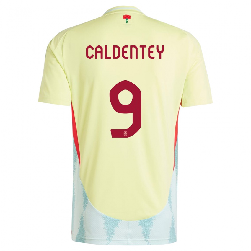 Heren Spanje Mariona Caldentey #9 Geel Uitshirt Uittenue 24-26 T-Shirt