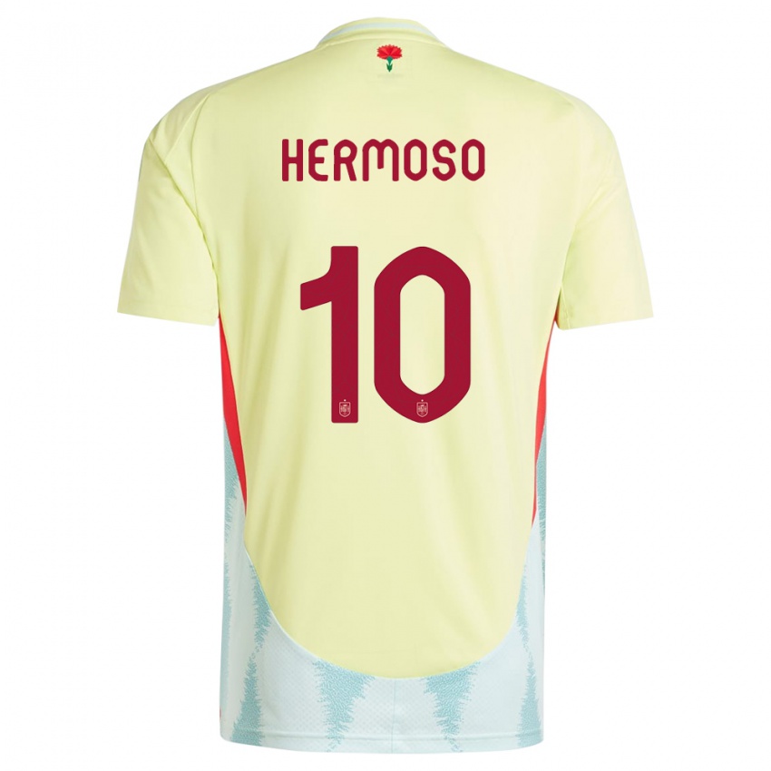 Heren Spanje Jennifer Hermoso #10 Geel Uitshirt Uittenue 24-26 T-Shirt
