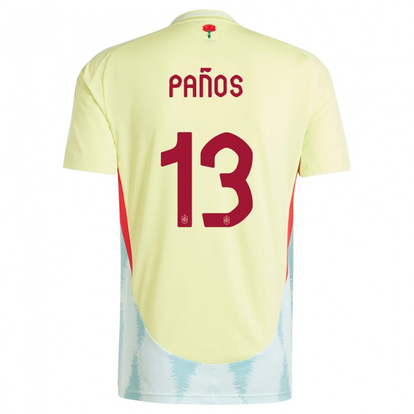 Heren Spanje Sandra Panos #13 Geel Uitshirt Uittenue 24-26 T-Shirt
