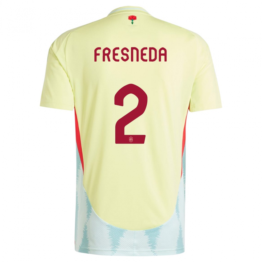 Heren Spanje Ivan Fresneda #2 Geel Uitshirt Uittenue 24-26 T-Shirt