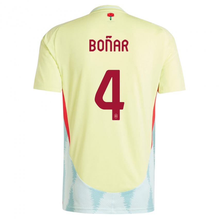 Heren Spanje Javier Bonar #4 Geel Uitshirt Uittenue 24-26 T-Shirt