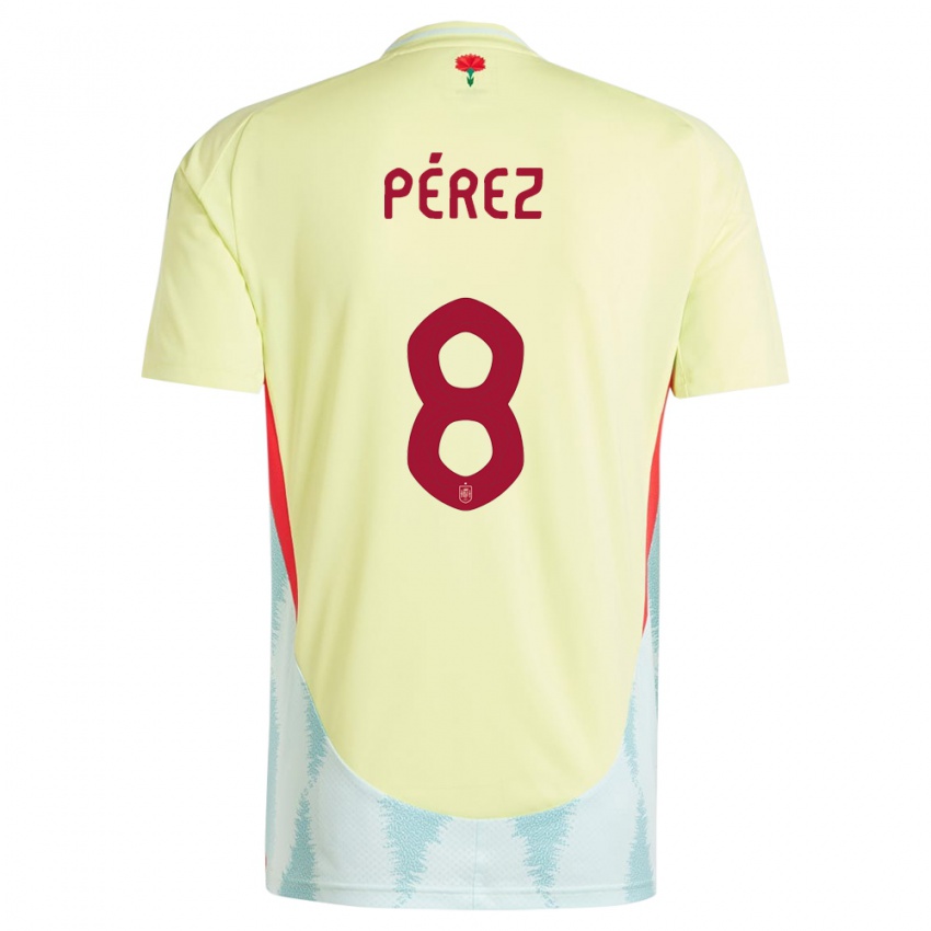 Heren Spanje Dani Perez #8 Geel Uitshirt Uittenue 24-26 T-Shirt