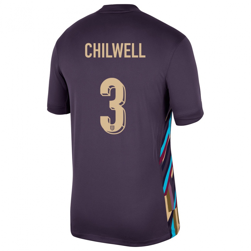 Heren Engeland Ben Chilwell #3 Donkere Rozijn Uitshirt Uittenue 24-26 T-Shirt