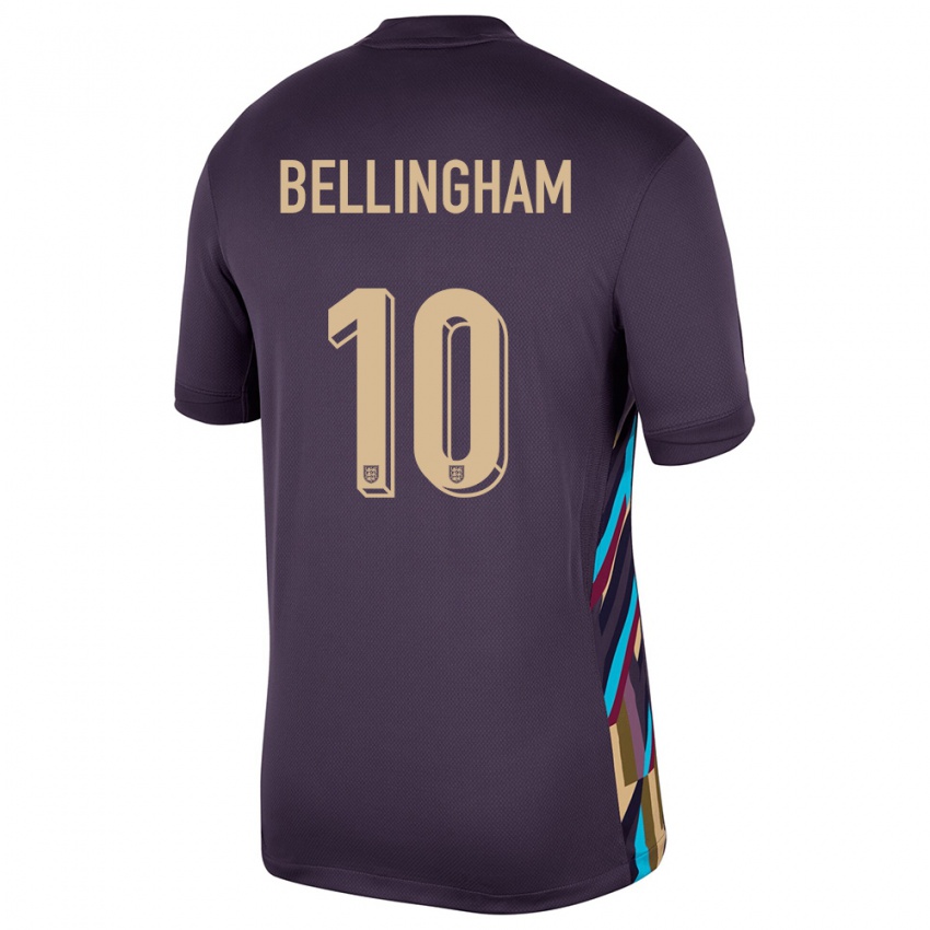 Heren Engeland Jude Bellingham #10 Donkere Rozijn Uitshirt Uittenue 24-26 T-Shirt