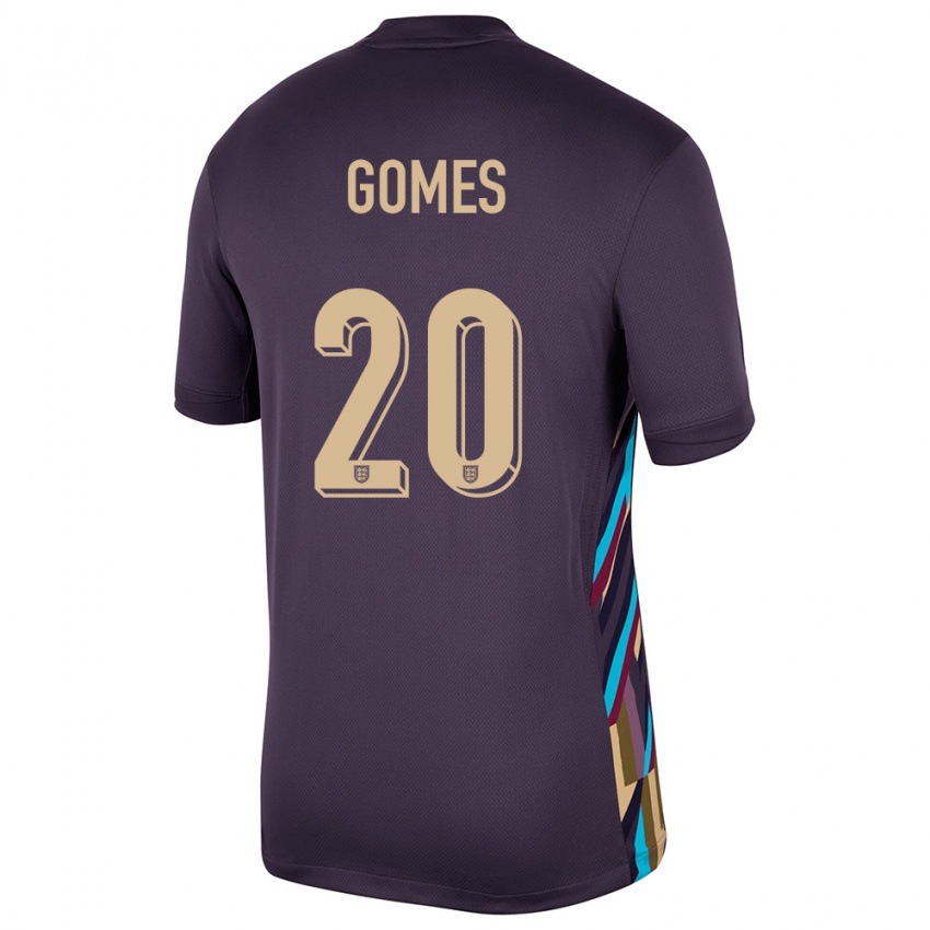 Heren Engeland Angel Gomes #20 Donkere Rozijn Uitshirt Uittenue 24-26 T-Shirt