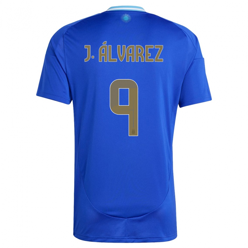 Heren Argentinië Julian Alvarez #9 Blauw Uitshirt Uittenue 24-26 T-Shirt