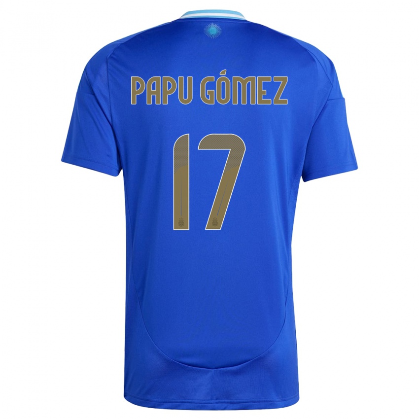 Heren Argentinië Papu Gomez #17 Blauw Uitshirt Uittenue 24-26 T-Shirt