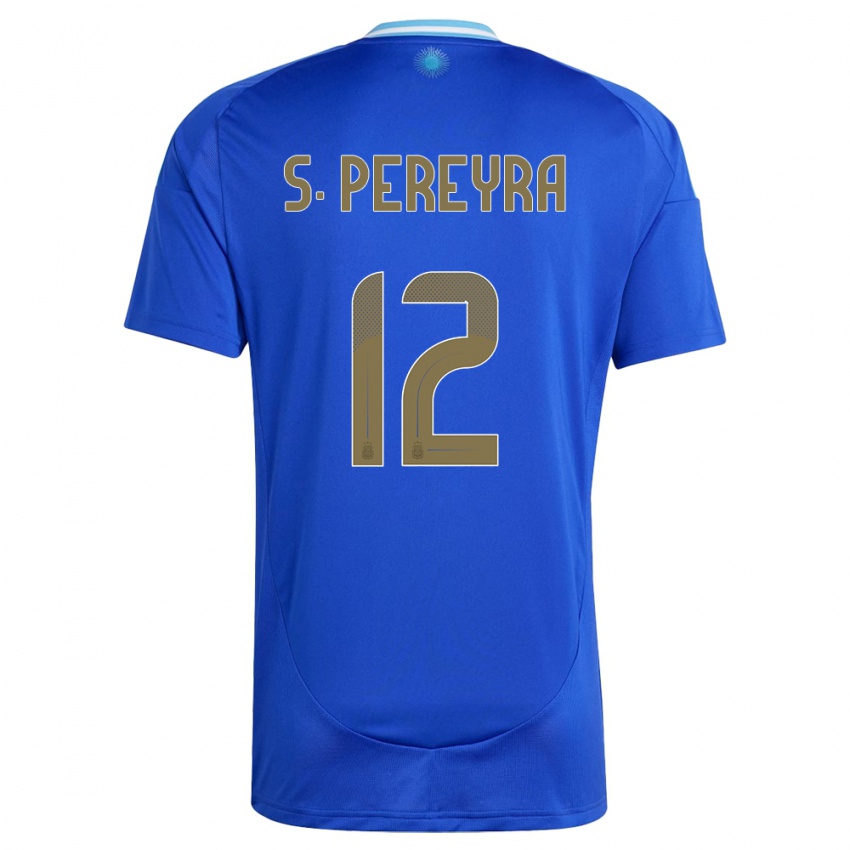 Heren Argentinië Solana Pereyra #12 Blauw Uitshirt Uittenue 24-26 T-Shirt