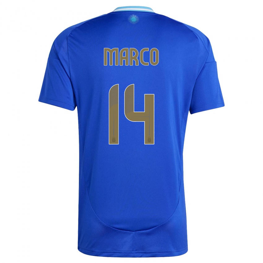 Heren Argentinië Francisco Marco #14 Blauw Uitshirt Uittenue 24-26 T-Shirt