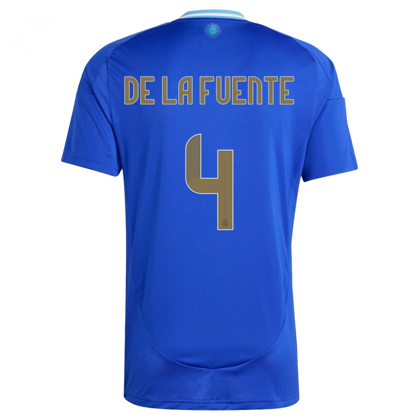 Heren Argentinië Hernan De La Fuente #4 Blauw Uitshirt Uittenue 24-26 T-Shirt