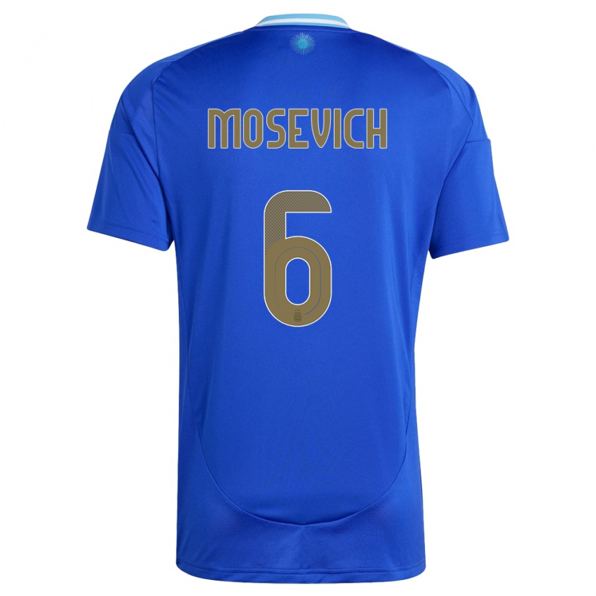 Heren Argentinië Leonel Mosevich #6 Blauw Uitshirt Uittenue 24-26 T-Shirt
