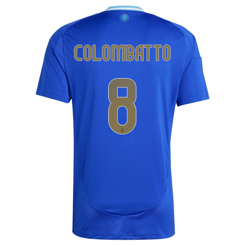 Heren Argentinië Santiago Colombatto #8 Blauw Uitshirt Uittenue 24-26 T-Shirt