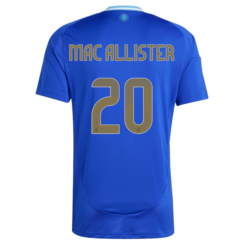 Heren Argentinië Alexis Mac Allister #20 Blauw Uitshirt Uittenue 24-26 T-Shirt