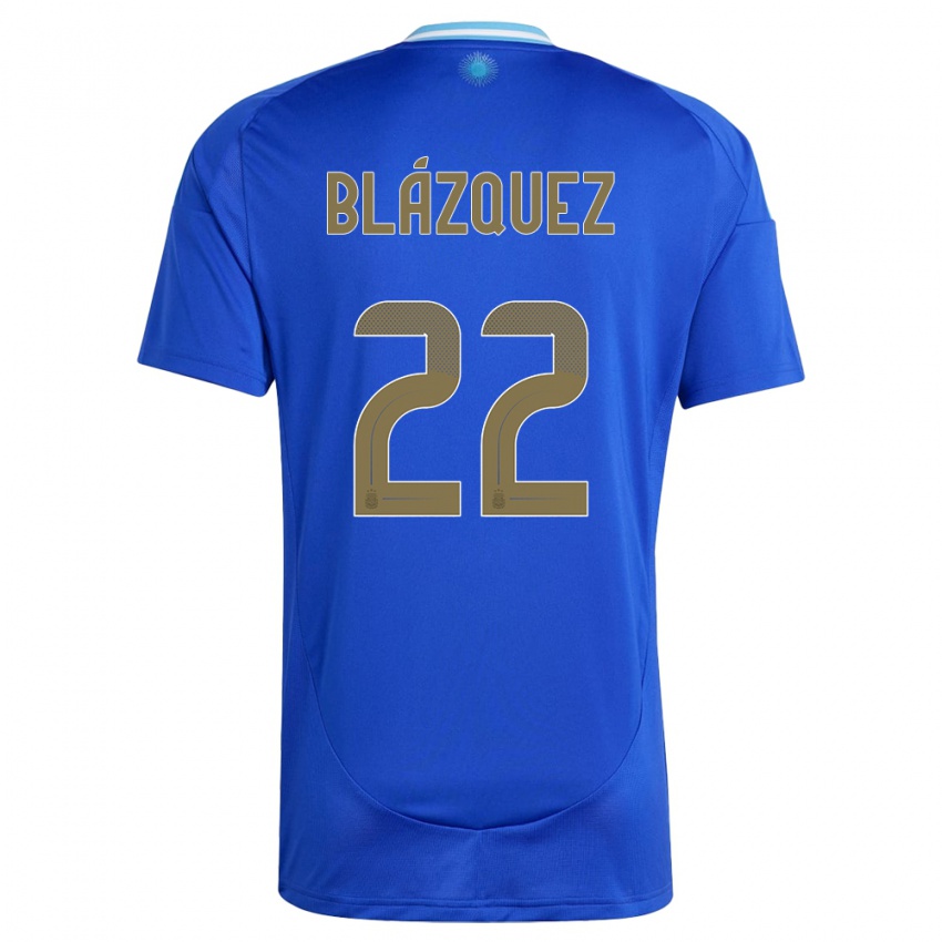 Heren Argentinië Joaquin Blazquez #22 Blauw Uitshirt Uittenue 24-26 T-Shirt