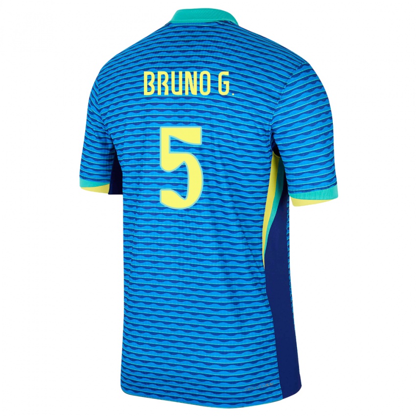 Heren Brazilië Bruno Guimaraes #5 Blauw Uitshirt Uittenue 24-26 T-Shirt