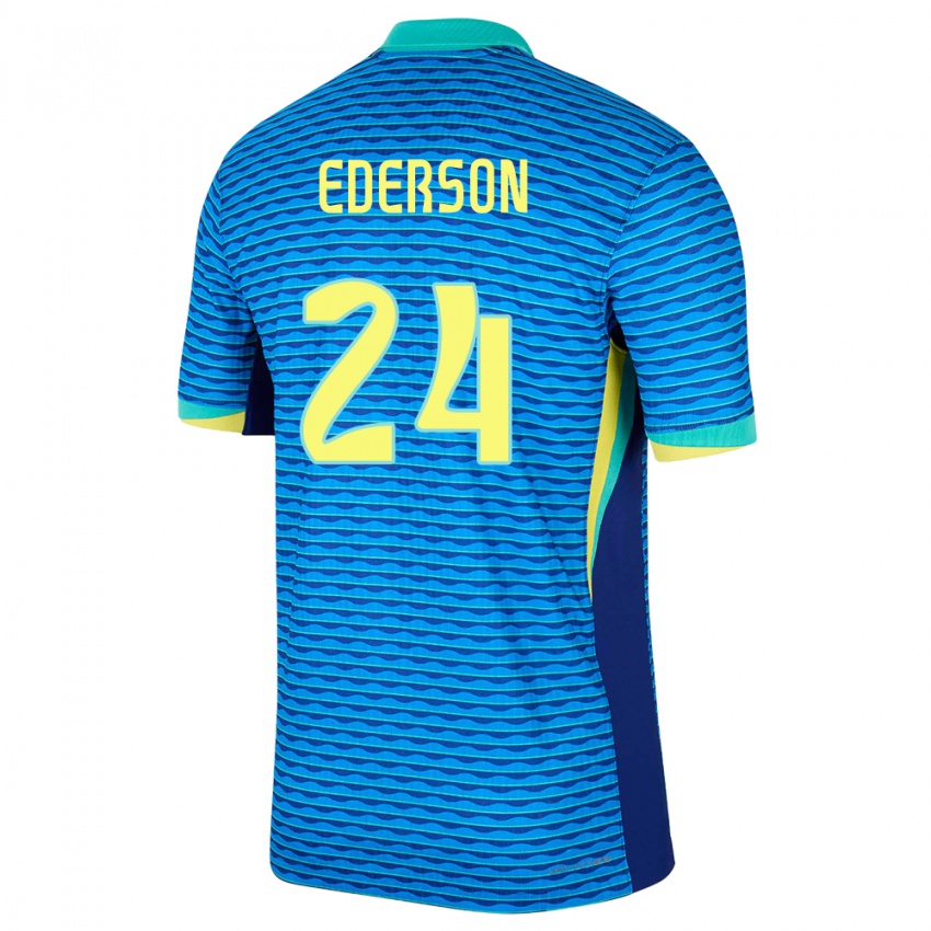 Heren Brazilië Ederson #24 Blauw Uitshirt Uittenue 24-26 T-Shirt