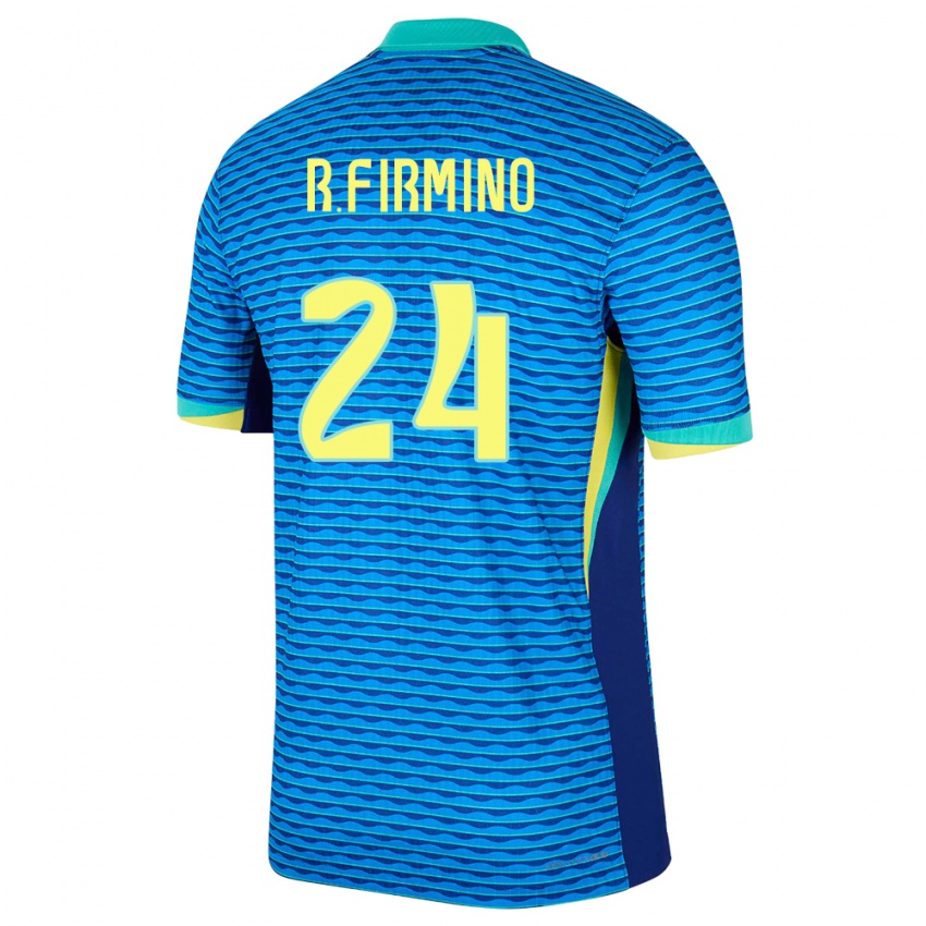 Heren Brazilië Roberto Firmino #24 Blauw Uitshirt Uittenue 24-26 T-Shirt