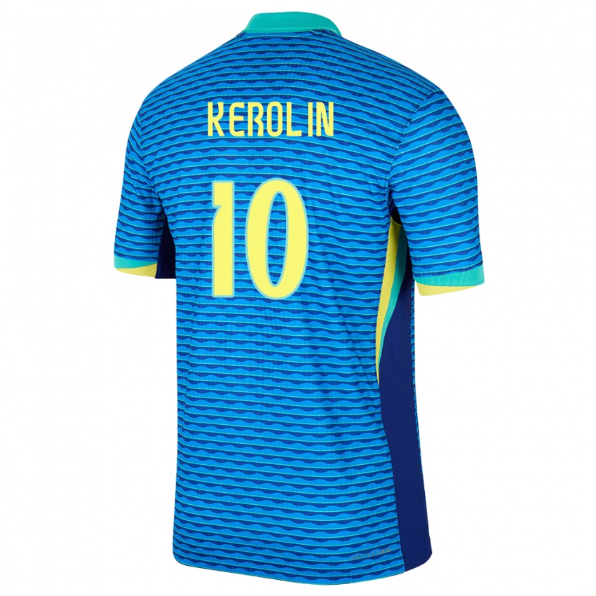 Heren Brazilië Kerolin Nicoli #10 Blauw Uitshirt Uittenue 24-26 T-Shirt