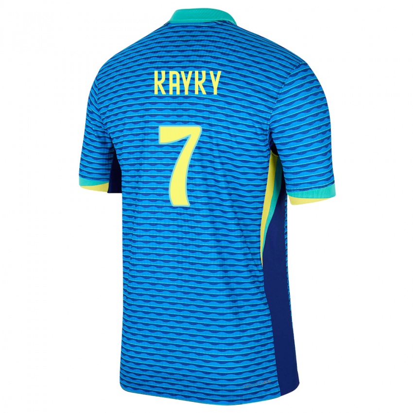 Heren Brazilië Kayky #7 Blauw Uitshirt Uittenue 24-26 T-Shirt