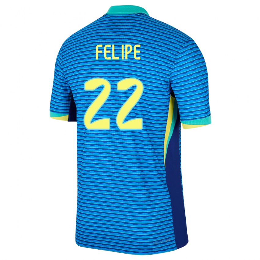 Heren Brazilië Cayo Felipe #22 Blauw Uitshirt Uittenue 24-26 T-Shirt