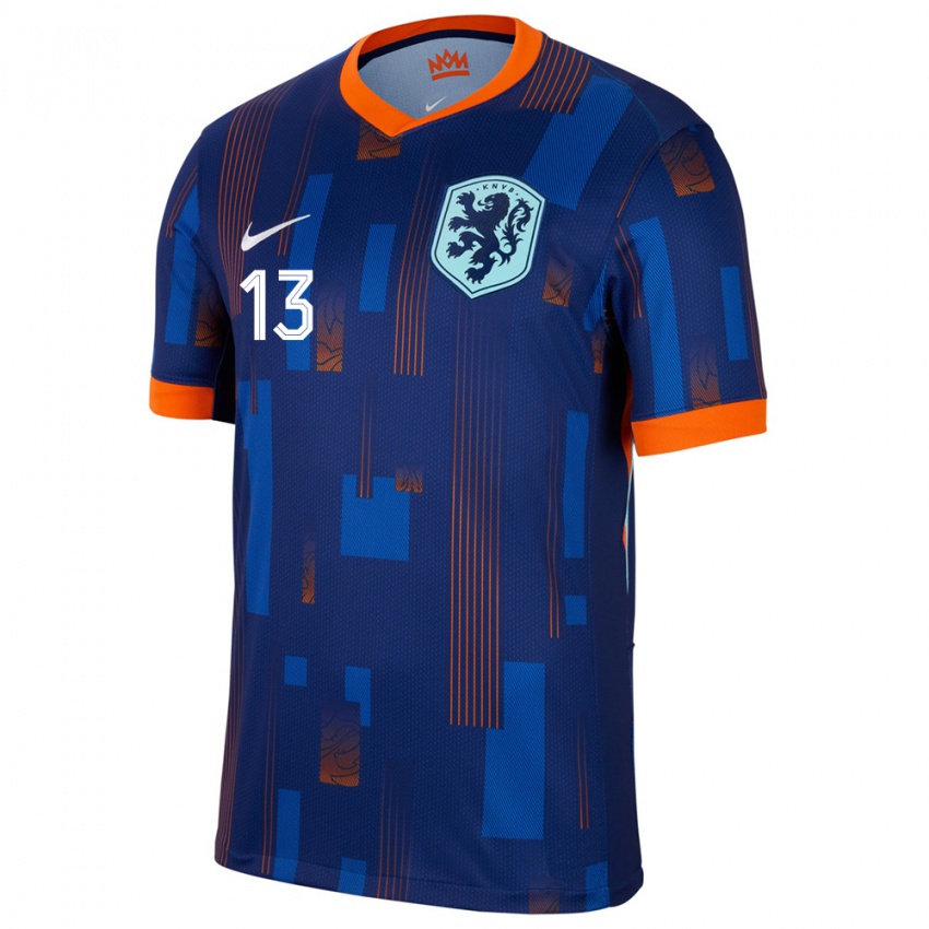 Heren Nederland Jasper Cillessen #13 Blauw Uitshirt Uittenue 24-26 T-Shirt