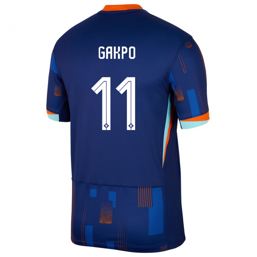 Heren Nederland Cody Gakpo #11 Blauw Uitshirt Uittenue 24-26 T-Shirt