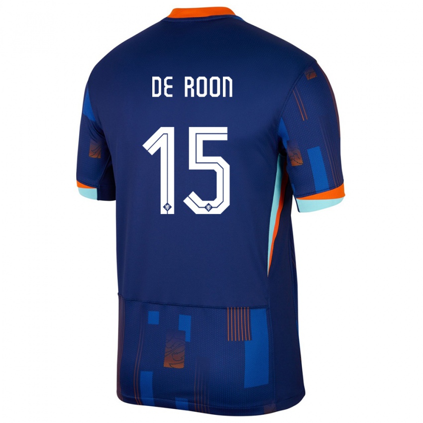 Heren Nederland Marten De Roon #15 Blauw Uitshirt Uittenue 24-26 T-Shirt