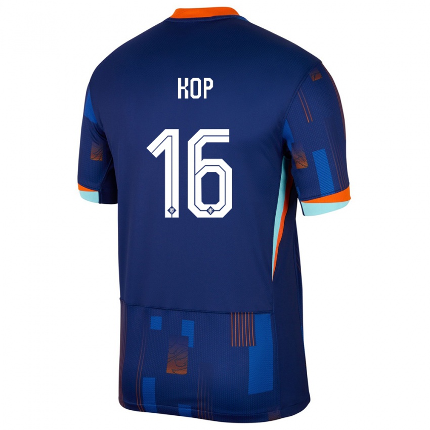 Heren Nederland Lize Kop #16 Blauw Uitshirt Uittenue 24-26 T-Shirt