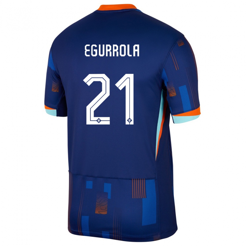 Heren Nederland Damaris Egurrola #21 Blauw Uitshirt Uittenue 24-26 T-Shirt