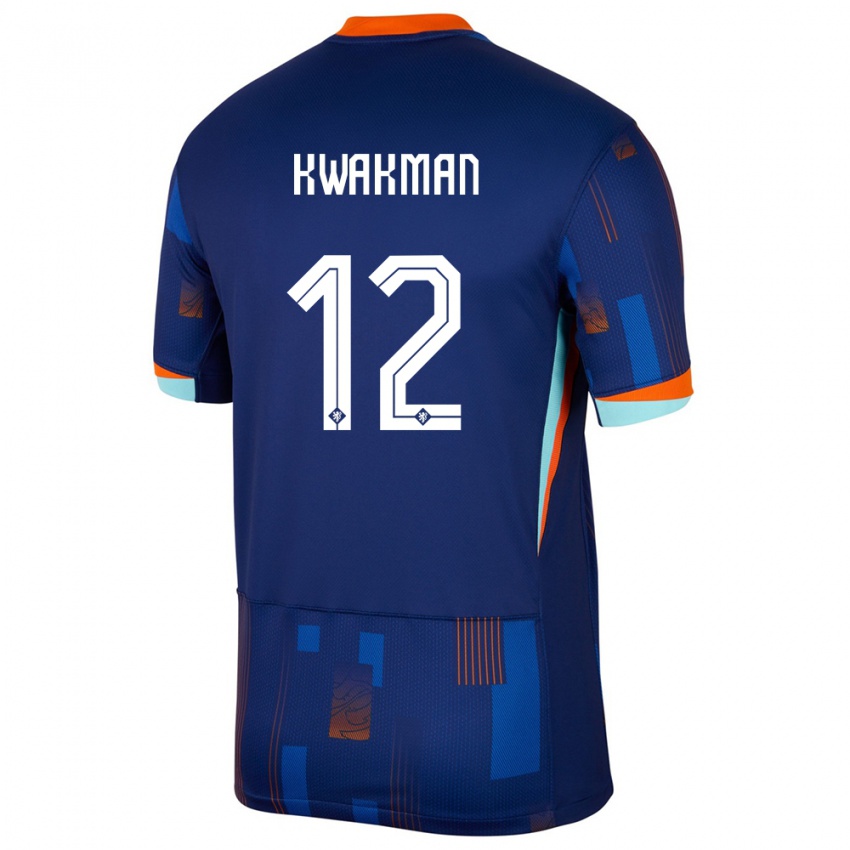 Heren Nederland Dave Kwakman #12 Blauw Uitshirt Uittenue 24-26 T-Shirt