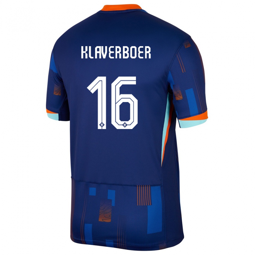 Heren Nederland Bernt Klaverboer #16 Blauw Uitshirt Uittenue 24-26 T-Shirt