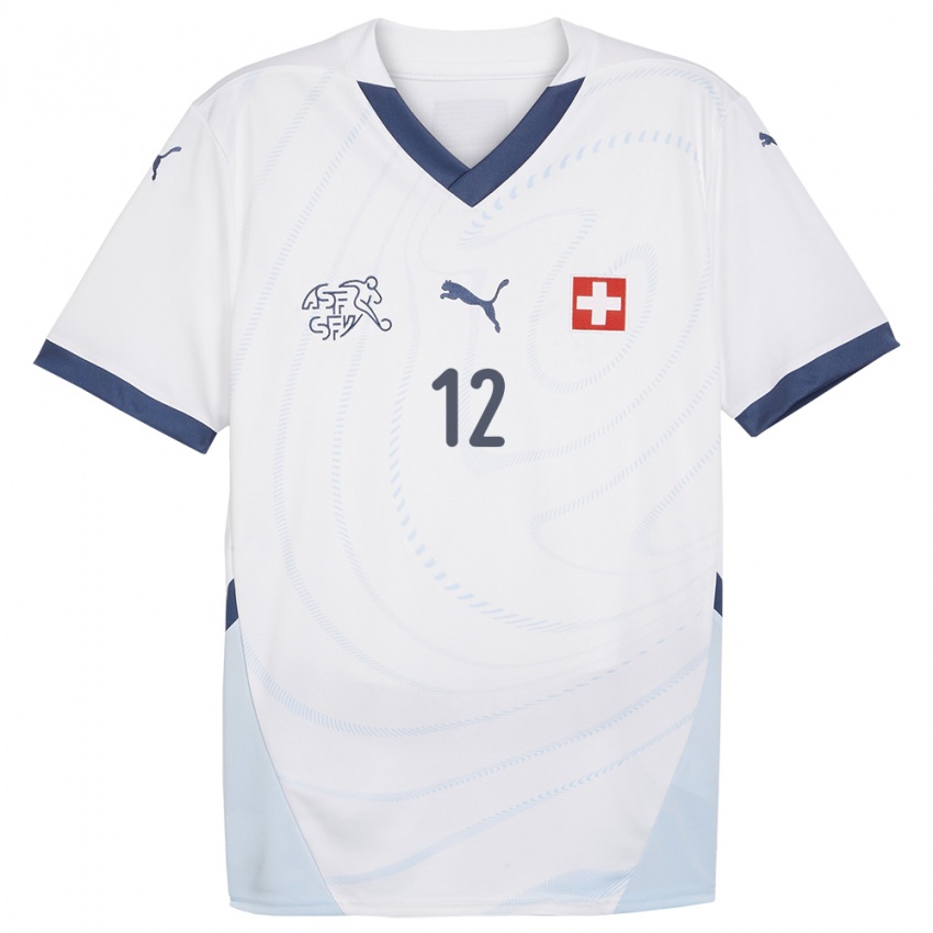 Heren Zwitserland Livia Peng #12 Wit Uitshirt Uittenue 24-26 T-Shirt