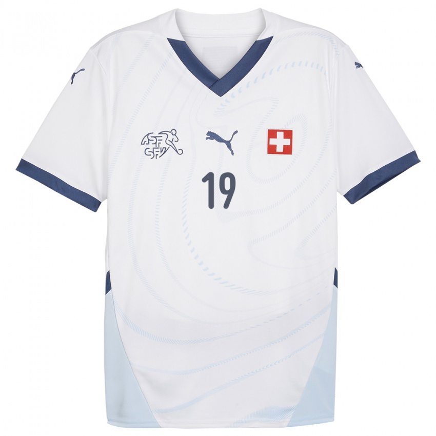 Heren Zwitserland Eseosa Aigbogun #19 Wit Uitshirt Uittenue 24-26 T-Shirt