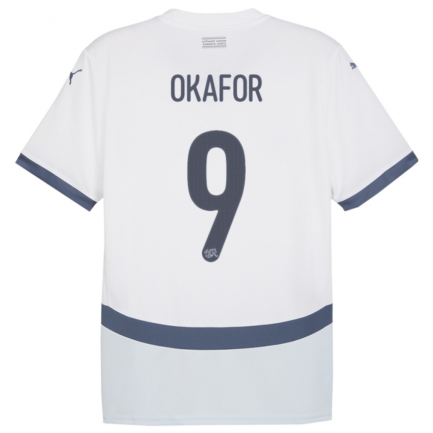 Heren Zwitserland Noah Okafor #9 Wit Uitshirt Uittenue 24-26 T-Shirt