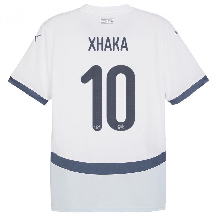 Heren Zwitserland Granit Xhaka #10 Wit Uitshirt Uittenue 24-26 T-Shirt