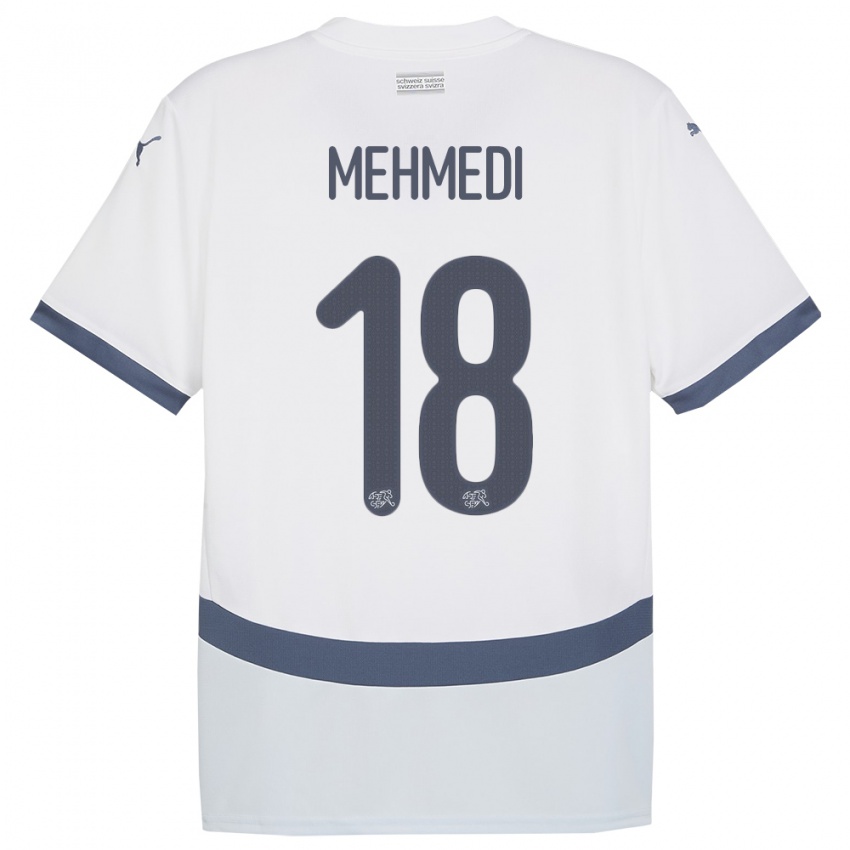 Heren Zwitserland Admir Mehmedi #18 Wit Uitshirt Uittenue 24-26 T-Shirt