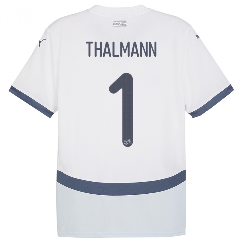 Heren Zwitserland Gaelle Thalmann #1 Wit Uitshirt Uittenue 24-26 T-Shirt