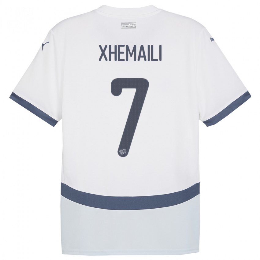 Heren Zwitserland Riola Xhemaili #7 Wit Uitshirt Uittenue 24-26 T-Shirt