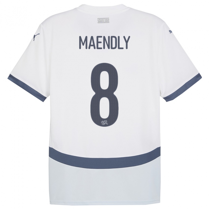 Heren Zwitserland Sandy Maendly #8 Wit Uitshirt Uittenue 24-26 T-Shirt