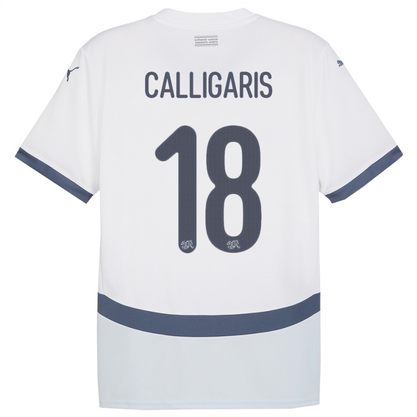 Heren Zwitserland Viola Calligaris #18 Wit Uitshirt Uittenue 24-26 T-Shirt