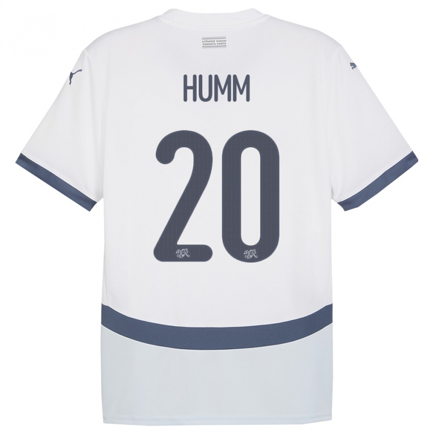 Heren Zwitserland Fabienne Humm #20 Wit Uitshirt Uittenue 24-26 T-Shirt