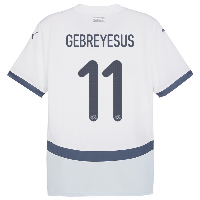 Heren Zwitserland Esey Gebreyesus #11 Wit Uitshirt Uittenue 24-26 T-Shirt