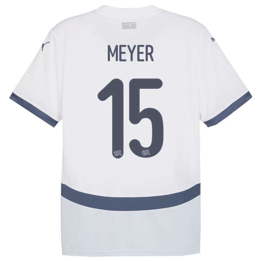 Heren Zwitserland Leny Meyer #15 Wit Uitshirt Uittenue 24-26 T-Shirt