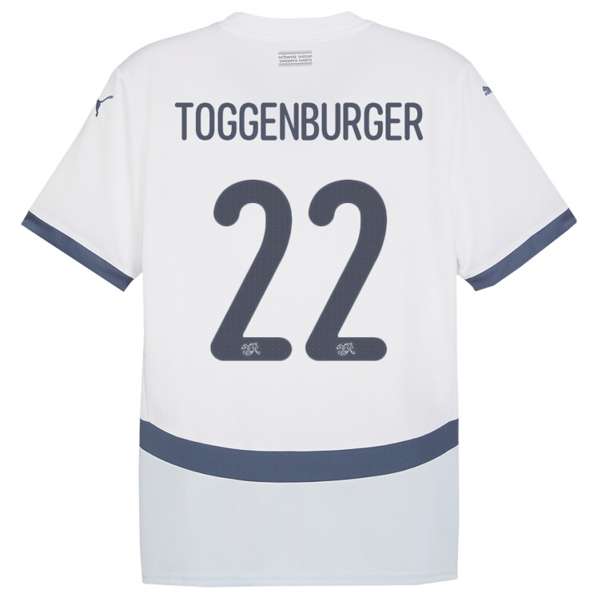 Heren Zwitserland Nando Toggenburger #22 Wit Uitshirt Uittenue 24-26 T-Shirt