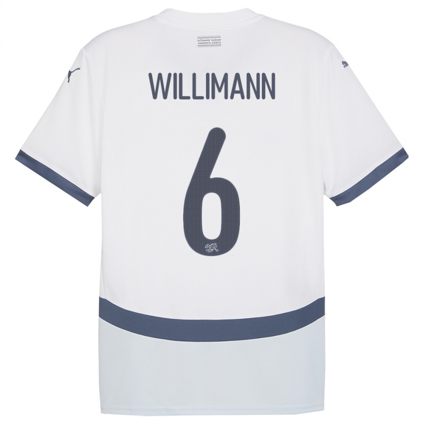 Heren Zwitserland Mauricio Willimann #6 Wit Uitshirt Uittenue 24-26 T-Shirt