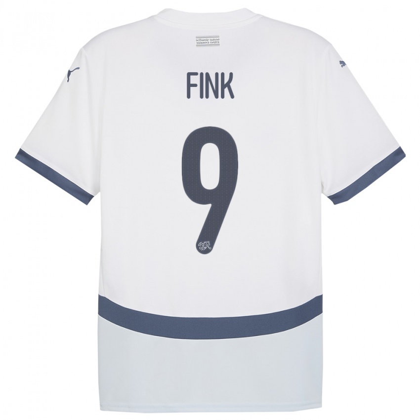 Heren Zwitserland Bradley Fink #9 Wit Uitshirt Uittenue 24-26 T-Shirt